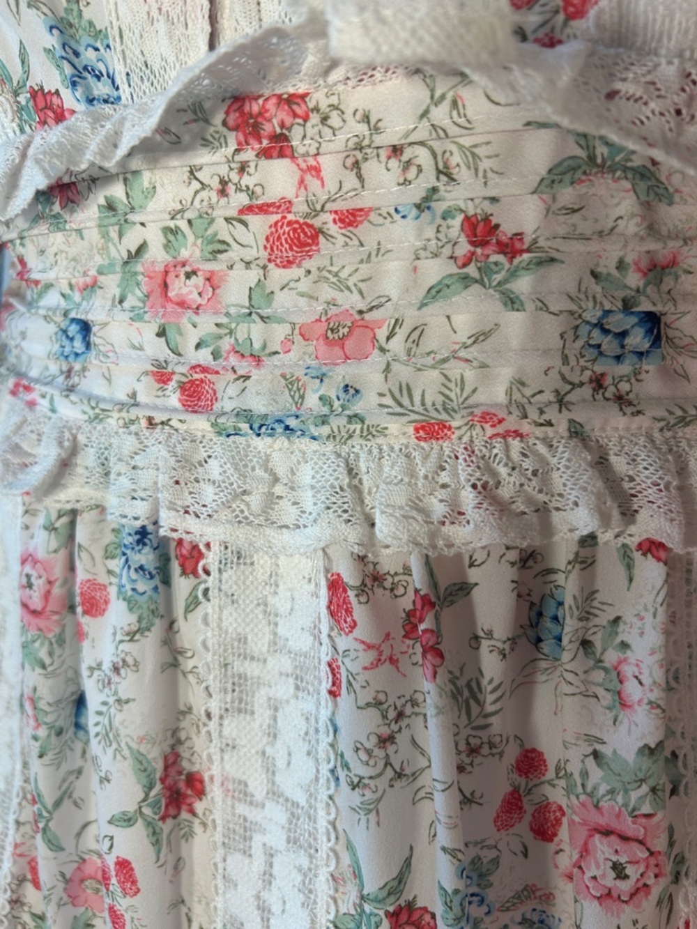 Anthropologie Stellah SZ L White Floral Dress Romantic Cottage Boho Coquette - Picture 13 of 16